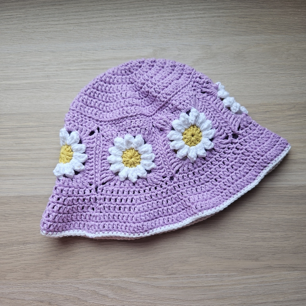 Crochet 3D Flower Daisy Bucket Hat